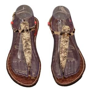 Sam Edelman Gigi Leopard Snake‎ T-Strap Toe Post Sandals Women's sz 9